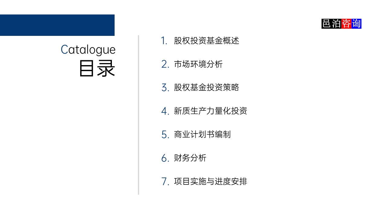 邑泊數(shù)字化智能化技術(shù)新質(zhì)生產(chǎn)力量化投資股權(quán)投資基金商業(yè)計(jì)劃書(shū)目錄