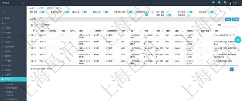 在項(xiàng)目管理軟件會(huì)計(jì)管理系統(tǒng)里，可通過總賬管理列表返回的信息有交易、交易明細(xì)、模板、序號(hào)、套賬、交易類型、交易明細(xì)類型、收付標(biāo)志、賬戶、科目、貨幣單位、借貸標(biāo)志、金額、入賬時(shí)間、是否手工賬、說明。
