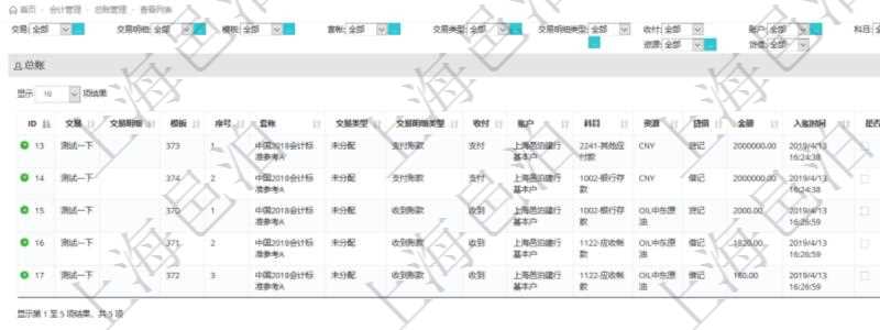 在項(xiàng)目管理軟件會(huì)計(jì)管理系統(tǒng)里，可通過(guò)總賬管理列表返回的信息有交易、交易明細(xì)、模板、序號(hào)、套賬、交易類型、交易明細(xì)類型、收付標(biāo)志、賬戶、科目、貨幣單位、借貸標(biāo)志、金額、入賬時(shí)間、是否手工賬、說(shuō)明。