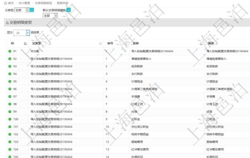 在項(xiàng)目管理軟件會(huì)計(jì)管理系統(tǒng)里，可通過查詢交易明細(xì)類型列表返回的信息有：父類型、序號(hào)、交易明細(xì)類型名稱、描述、默認(rèn)交易明細(xì)模板。