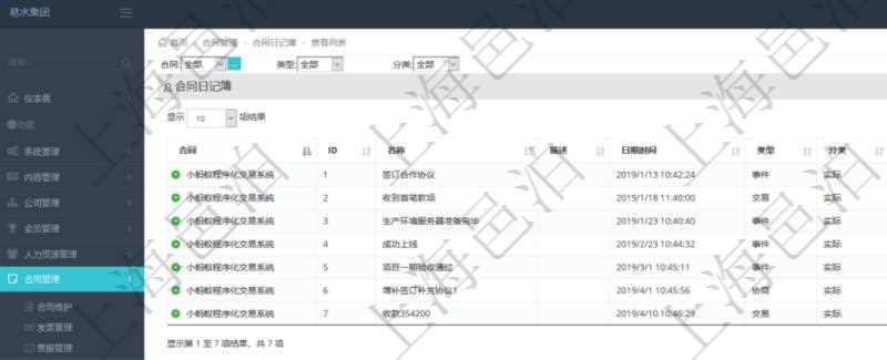 在項(xiàng)目管理軟件里可通過(guò)合同管理系統(tǒng)查詢返回合同日記簿信息，比如：合同、名稱、描述、日期時(shí)間、日記簿類型、日記簿分類、模板流水、預(yù)測(cè)流水、關(guān)鍵字等。