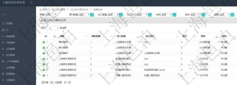 在項(xiàng)目管理軟件MES生產(chǎn)制造管理系統(tǒng)中查詢加工執(zhí)行原料日志返回原料配置、加工配置、加工執(zhí)行、序號、物資、物料、數(shù)量、容器、描述。