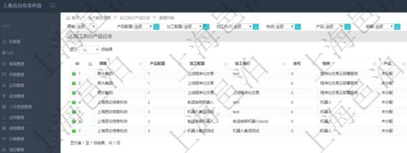 在項目管理軟件MES生產(chǎn)制造管理系統(tǒng)中查詢加工執(zhí)行產(chǎn)品日志返回產(chǎn)品配置、加工配置、加工執(zhí)行、序號、物資、產(chǎn)品、數(shù)量、容器、描述。