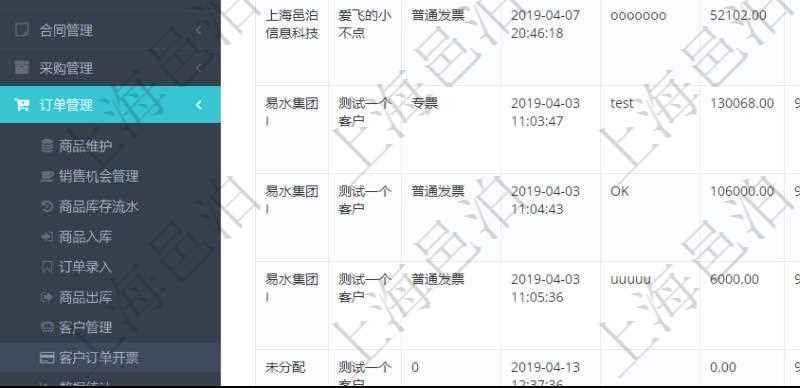 在項(xiàng)目管理軟件里可通過訂單管理系統(tǒng)查詢返回客戶發(fā)票列表信息，比如：客戶、發(fā)票稅種、開票時(shí)間、開票內(nèi)容、開票金額、統(tǒng)一社會(huì)信用代碼、發(fā)票抬頭、發(fā)票地址、發(fā)票電話、發(fā)票開戶行、發(fā)票賬號(hào)等信息。