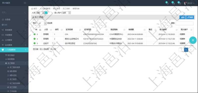 對(duì)于程式化的復(fù)雜業(yè)務(wù)操作，合理使用員工資質(zhì)管理可以降低操作風(fēng)險(xiǎn)。在項(xiàng)目管理軟件中，查詢員工資質(zhì)列表返回人員、序號(hào)、證書(shū)名稱、證書(shū)代碼、發(fā)證機(jī)構(gòu)、有效期、備注、錄入用戶。