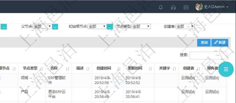 在項目管理軟件里可通過產(chǎn)品管理系統(tǒng)查詢返回產(chǎn)品結(jié)點維護(hù)列表信息，比如：：單位、部門、團(tuán)隊、父節(jié)點、序號、初始根節(jié)點、結(jié)點類型、結(jié)點名稱、描述、創(chuàng)建時間、更新時間、關(guān)鍵字、創(chuàng)建者、擁有者。