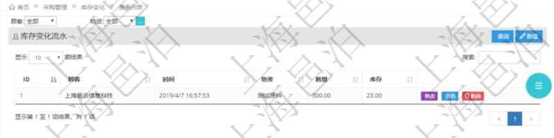 在項目管理軟件里可通過采購管理系統(tǒng)查詢返回庫存變化流水信息，比如：時間、物資、數(shù)量、庫存。