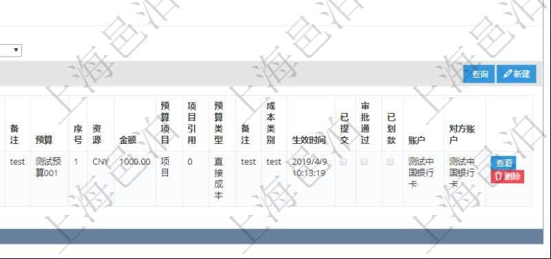 項(xiàng)目管理軟件財(cái)務(wù)管理模塊預(yù)算維護(hù)明細(xì)查詢還可以關(guān)聯(lián)查詢更多相關(guān)資料，比如差旅信息：申請(qǐng)時(shí)間、審批時(shí)間、申請(qǐng)用戶、審批用戶、開(kāi)始日期、結(jié)束日期、主申請(qǐng)人、描述、備注、預(yù)算、序號(hào)、貨幣單位、金額、預(yù)算項(xiàng)目、項(xiàng)目引用、預(yù)算類型、備注、成本類別、生效時(shí)間、已提交、審批通過(guò)、已劃款、賬戶、對(duì)方賬戶。