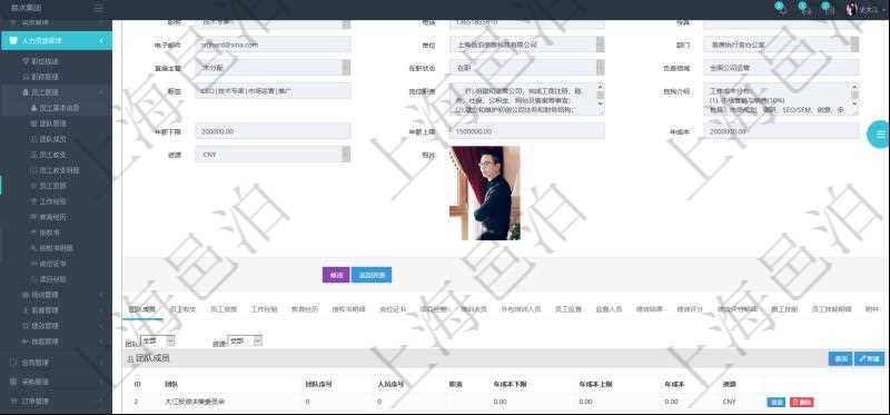 項(xiàng)目管理軟件人力資源管理模塊員工基本信息資料明細(xì)查詢除了包括姓名、代碼、描述、財(cái)務(wù)人、登錄賬戶、工號(hào)、性別、生日、入職日期、學(xué)歷、崗位、職稱、電話、傳真、電子郵件、單位、部門、直接主管、在職狀態(tài)、負(fù)責(zé)領(lǐng)域、標(biāo)簽、崗位職責(zé)、自我介紹、年薪下限、年薪上限、年成本、資源、照片等信息還可以關(guān)聯(lián)查詢更多相關(guān)資料。