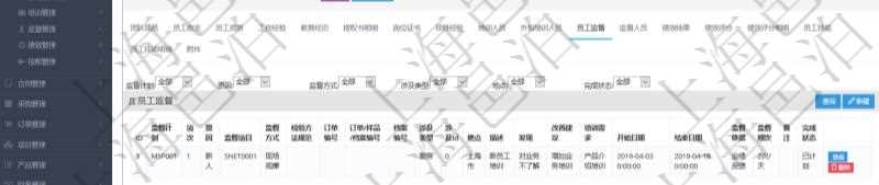 項目管理軟件人力資源管理模塊員工基本信息資料明細(xì)查詢還可以關(guān)聯(lián)查詢更多相關(guān)資料，比如監(jiān)督計劃、項次、原因、監(jiān)督項目、監(jiān)督方式、檢驗方法規(guī)范、訂單編號、訂單樣品檔案編號、檔案編號、設(shè)計類型、涉及ID、地點、描述、發(fā)現(xiàn)、改善建議、培訓(xùn)需求、監(jiān)督員、開始日期、結(jié)束日期、監(jiān)督依據(jù)、監(jiān)督頻次、備注及完成狀態(tài)等。
