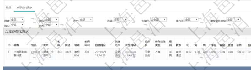 在項目管理軟件倉儲物流管理系統(tǒng)中查詢庫存明細信息的時候除了返回庫存基本字段信息，還會返回關(guān)聯(lián)的庫存變化流水信息：物品、資產(chǎn)、名稱、描述、容器、編碼標(biāo)識、創(chuàng)建時間、創(chuàng)建用戶、發(fā)生時間、操作員、庫存變化類型、原因、狀態(tài)、長、寬、高、半徑、容量、重量、價格、金額。
