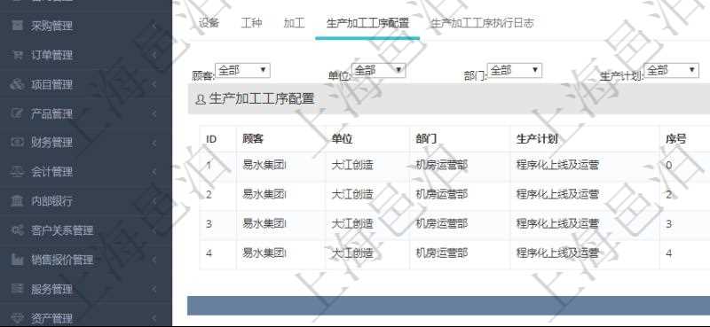 在項目管理軟件MES生產(chǎn)制造管理系統(tǒng)查看工廠信息時除了返回工廠信息，同時返回關(guān)聯(lián)的生產(chǎn)加工工序配置：單位、部門、生產(chǎn)計劃、序號、加工計劃、前置項目、后續(xù)項目、最早開始日、最早結(jié)束日。
