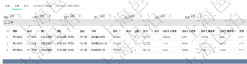 在項目管理軟件MES生產制造管理系統(tǒng)查看工廠信息時除了返回工廠信息，同時返回關聯(lián)的工種信息：單位、部門、團隊、崗位、名稱、代碼、描述、級別、地點、地址、計件人力成本呢、計時人力成本、計件工種成本、計時工種成本、資源、貨幣單位。