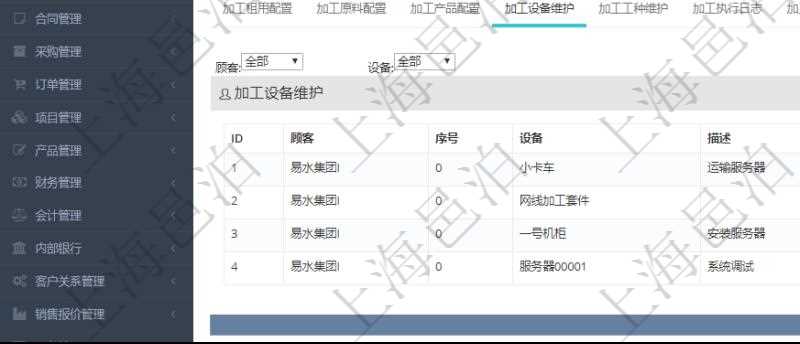 在項目管理軟件MES生產(chǎn)制造管理系統(tǒng)查詢加工明細信息時，還返回了關(guān)聯(lián)的加工設備配置：序號、設備、描述、成本調(diào)整比率、耗費小時、開始小時。