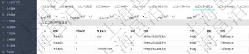 在項(xiàng)目管理軟件MES生產(chǎn)制造管理系統(tǒng)查詢加工明細(xì)信息時(shí)，還返回了關(guān)聯(lián)的加工執(zhí)行產(chǎn)品日志：產(chǎn)品配置、加工執(zhí)行、序號(hào)、物資、產(chǎn)品、數(shù)量、容器、描述。