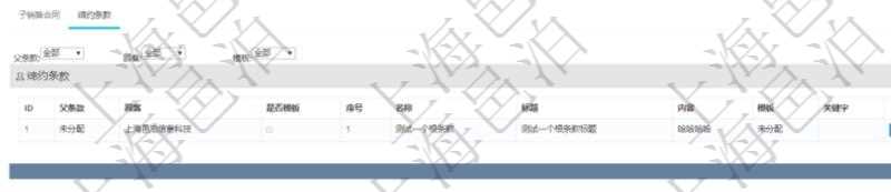 在項(xiàng)目管理軟件銷售報(bào)價管理系統(tǒng)中查詢返回的除了有銷售合同明細(xì)信息外，還包括締約條款明細(xì)：父條款、是否模板標(biāo)志、序號、名稱、標(biāo)題、內(nèi)容、模板及關(guān)鍵字。